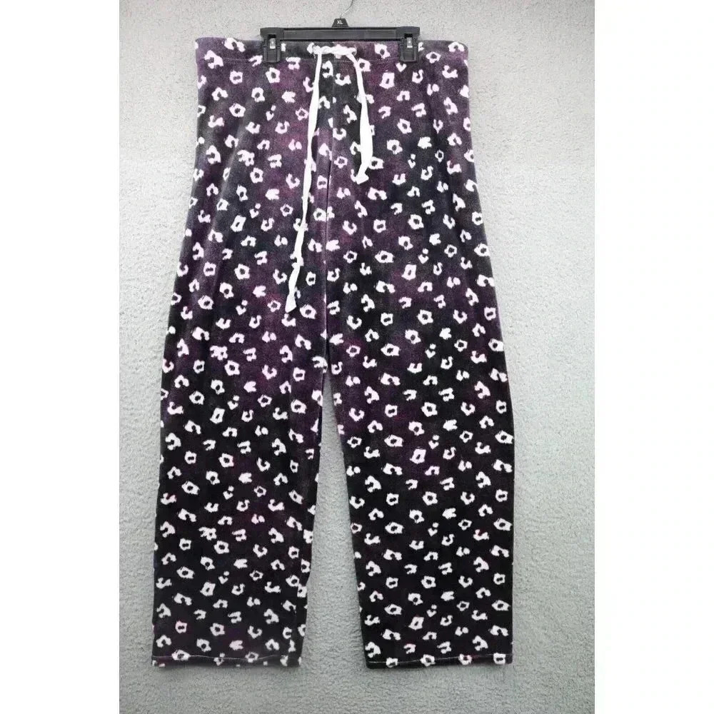 Lildy Women's Plush Lounge/Pajama Pants-Velour-Wide Leg-Large-XLarge